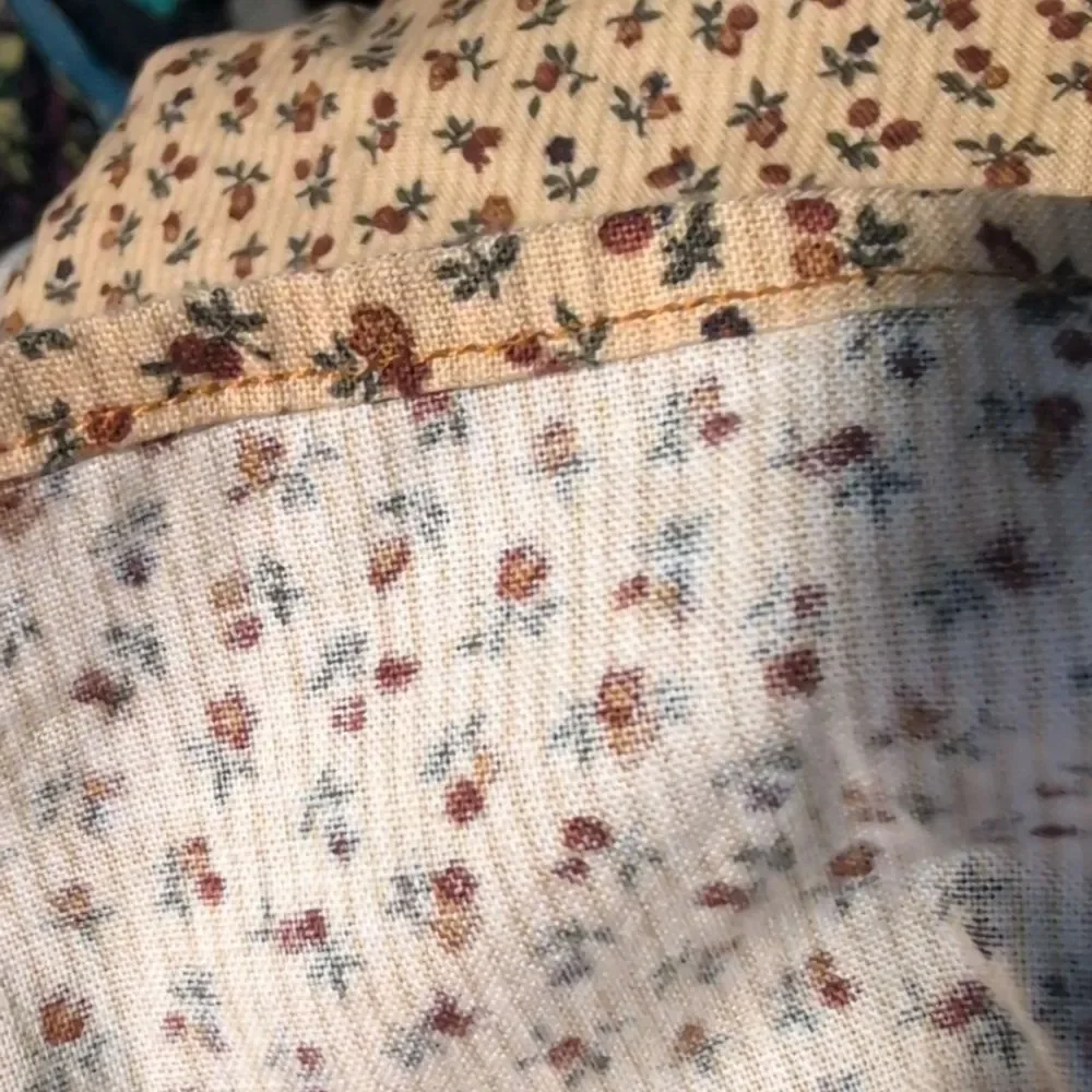 Vintage Girls Tan Brown Floral Print Prairie‎ Dress Ruffles